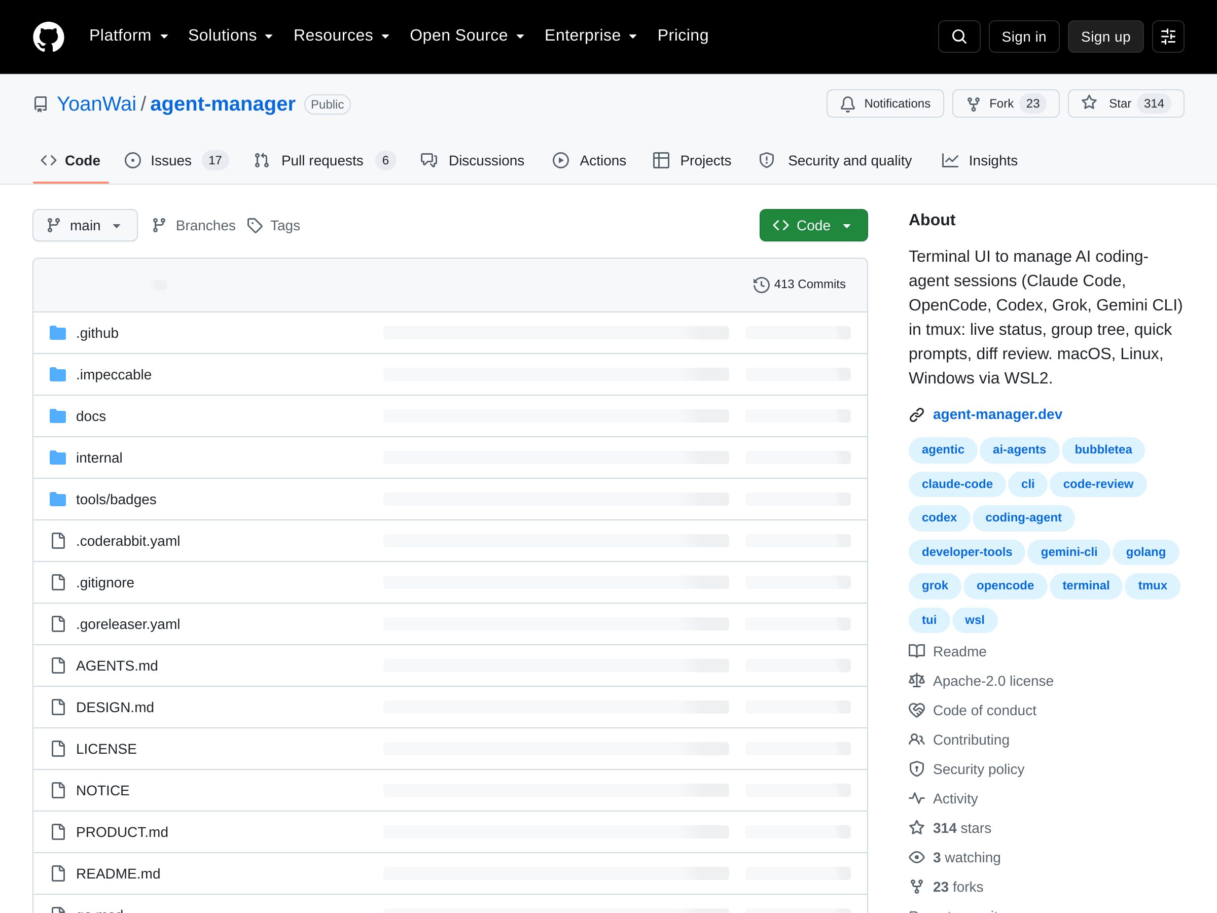 Screenshot of agent-manager