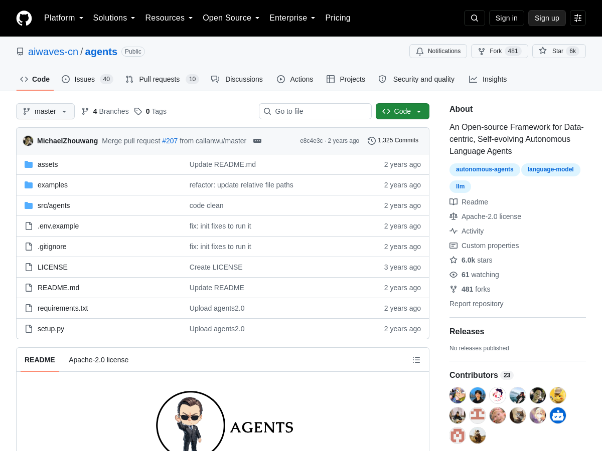 Screenshot of Agents