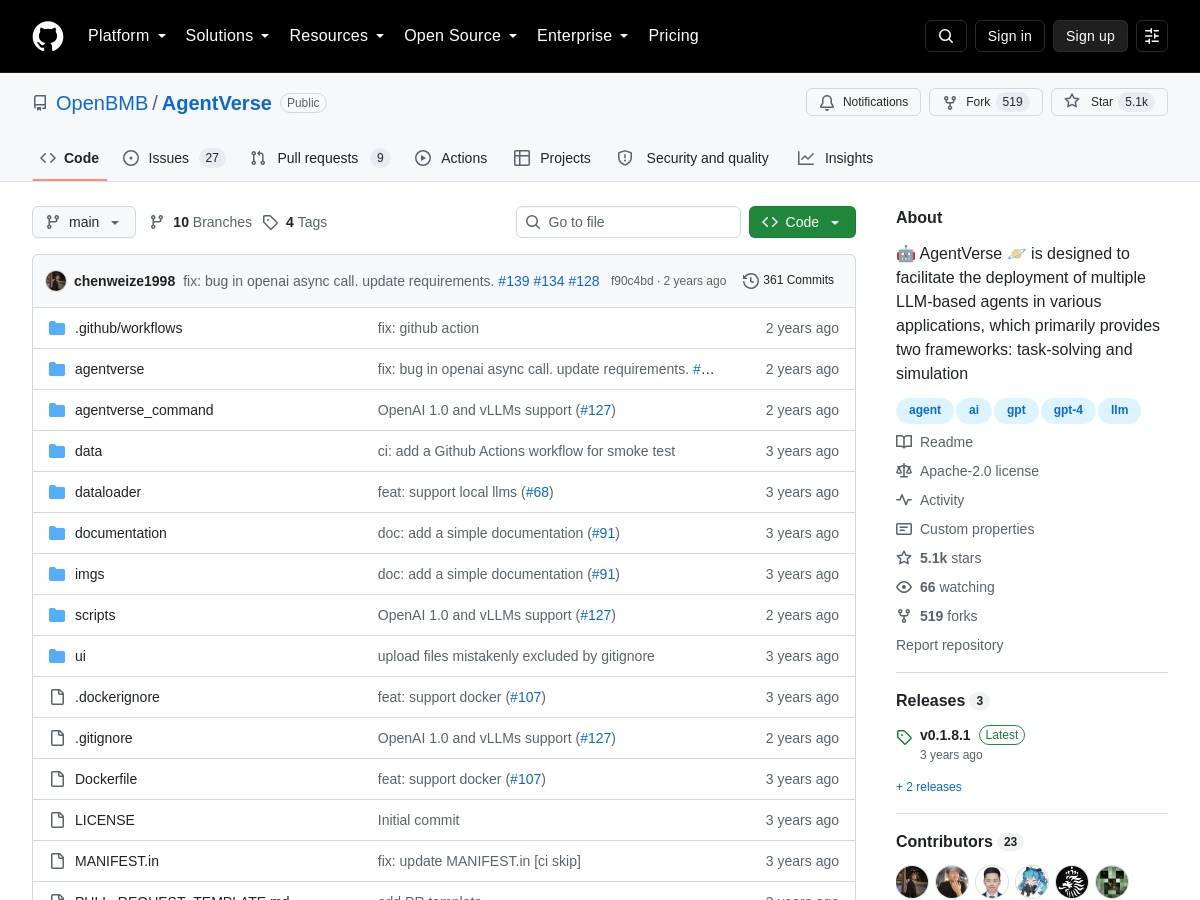 Screenshot of AgentVerse