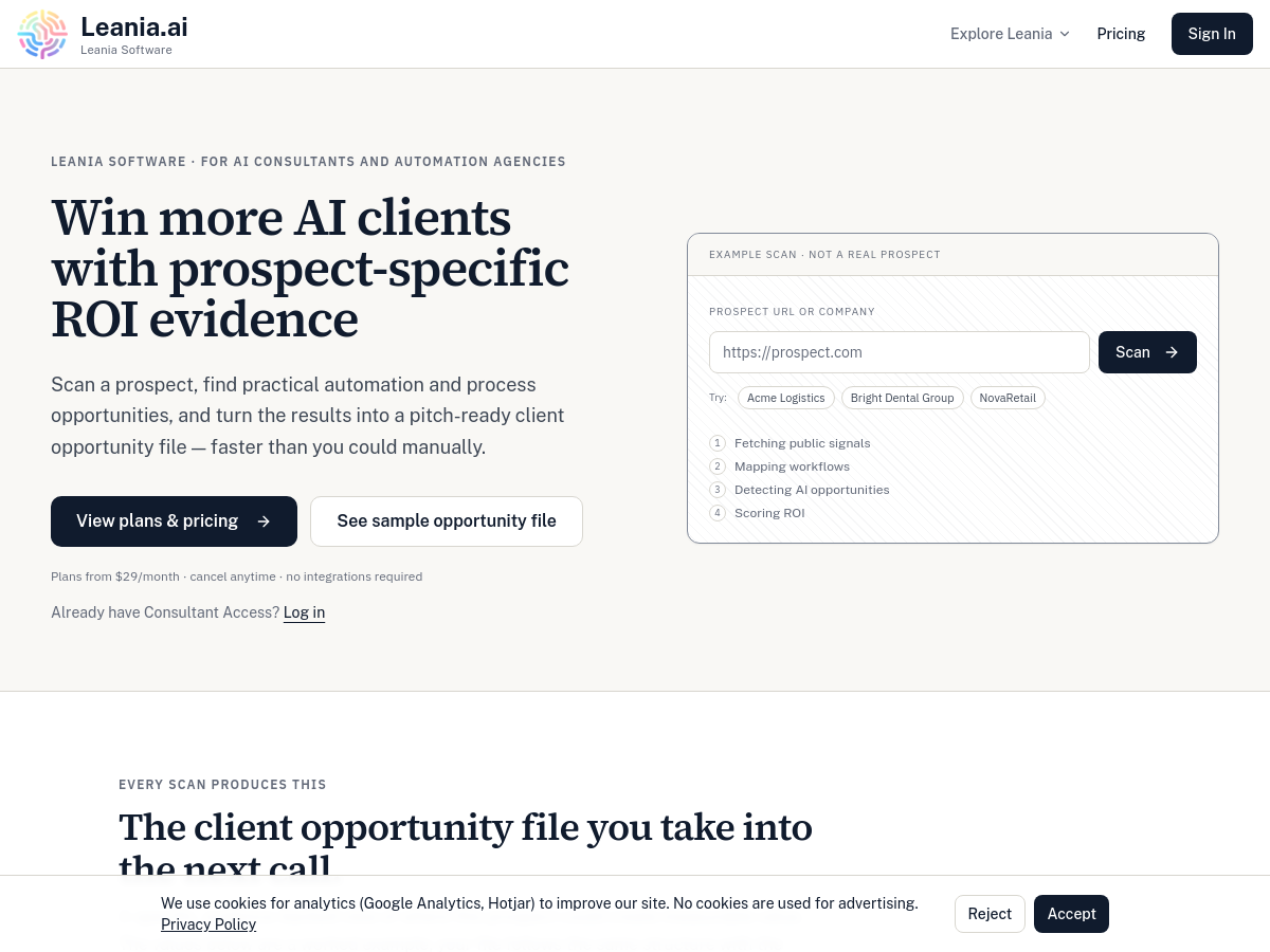 Screenshot of AI agency Copilot