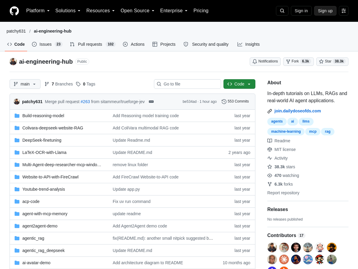 Screenshot of Ai Engineering Hub