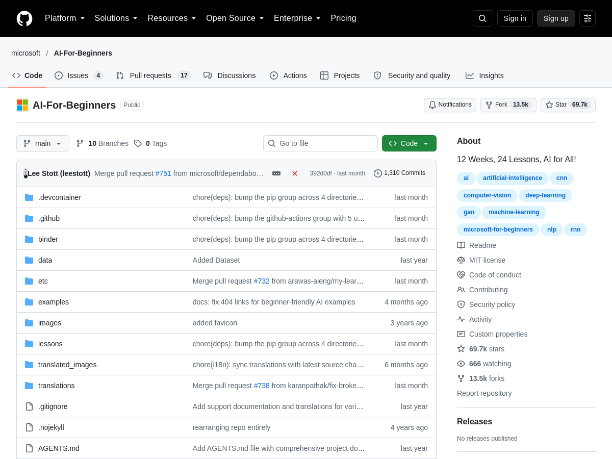Screenshot of AI For Beginners
