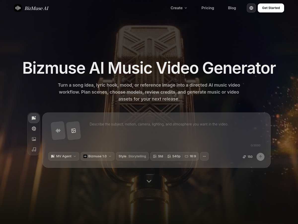 Screenshot of AI Music Video Generator with Bizmuse AI