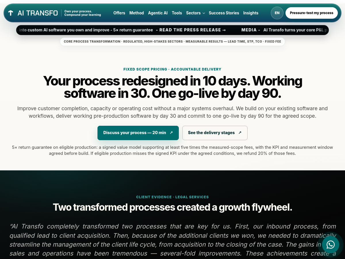Screenshot of AI Transfo