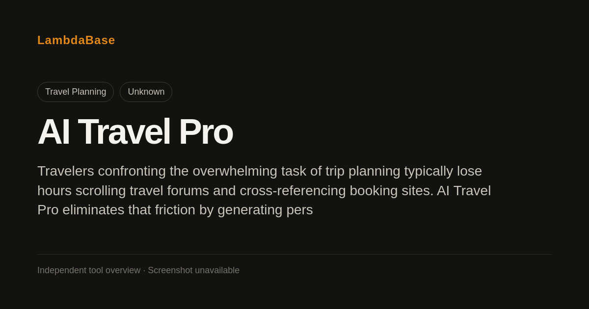 Screenshot of AI Travel Pro