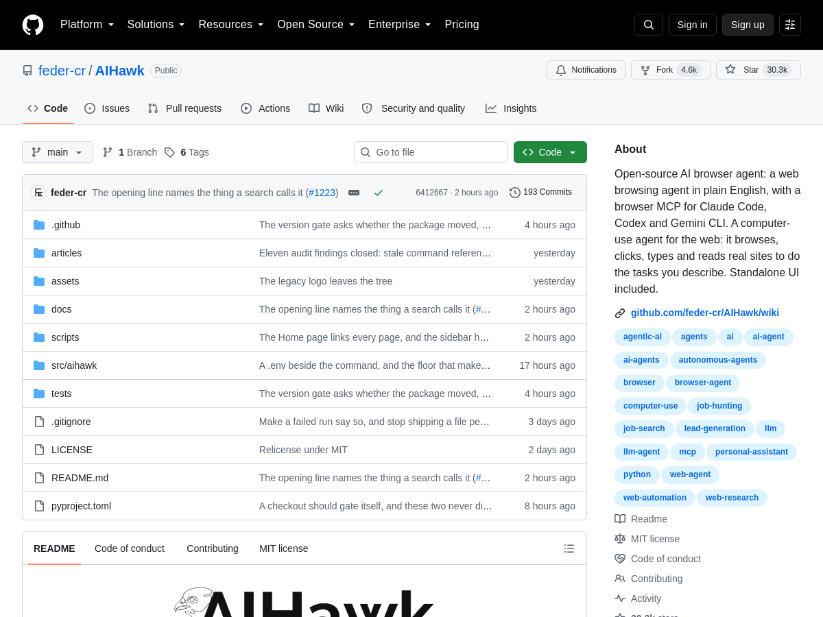 Screenshot of AIHawk