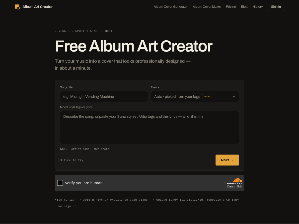 Screenshot of Album Art Creator