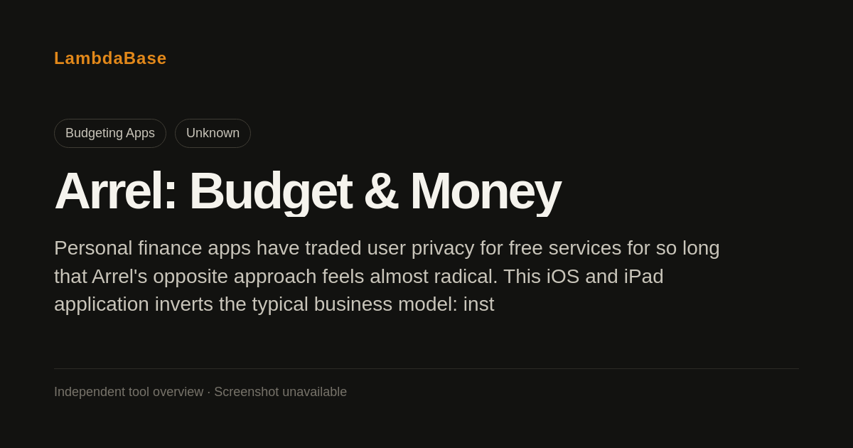 Screenshot of Arrel: Budget & Money