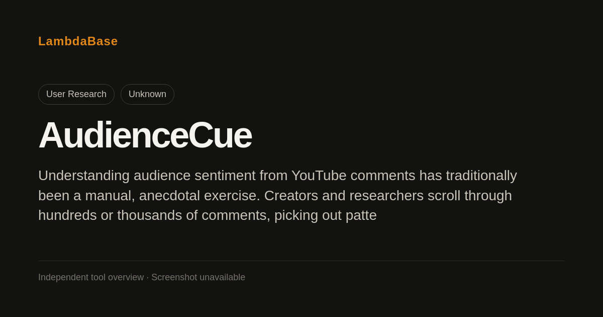 Screenshot of AudienceCue