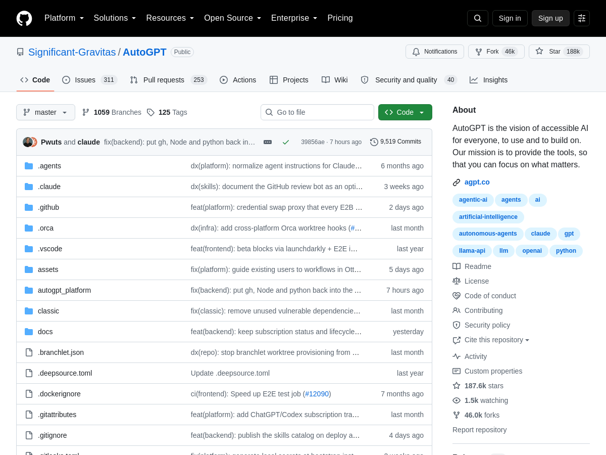 Screenshot of AutoGPT