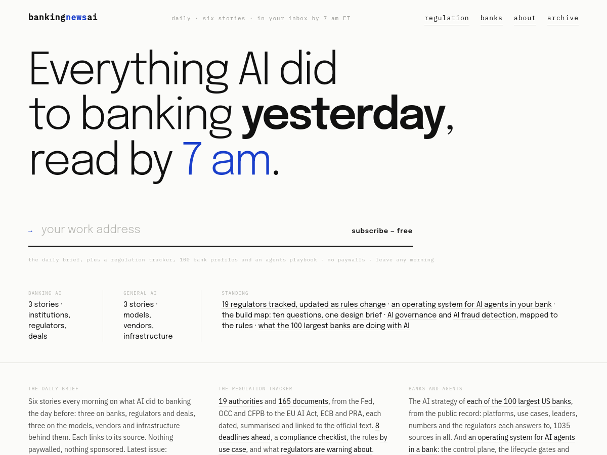 Screenshot of BankingNewsAI