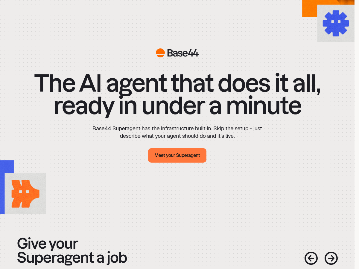 Screenshot of Base44 Superagents