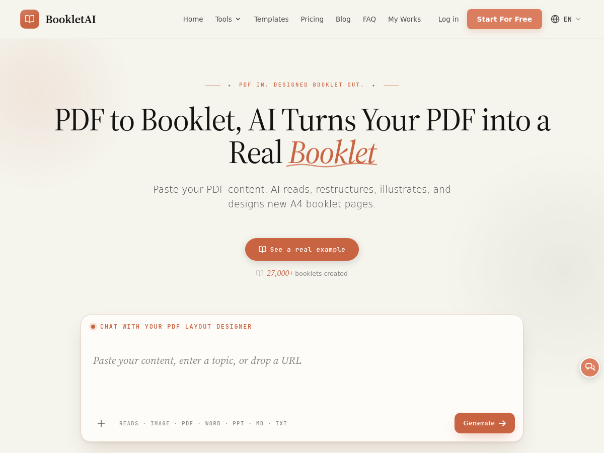 Screenshot of BookletAI