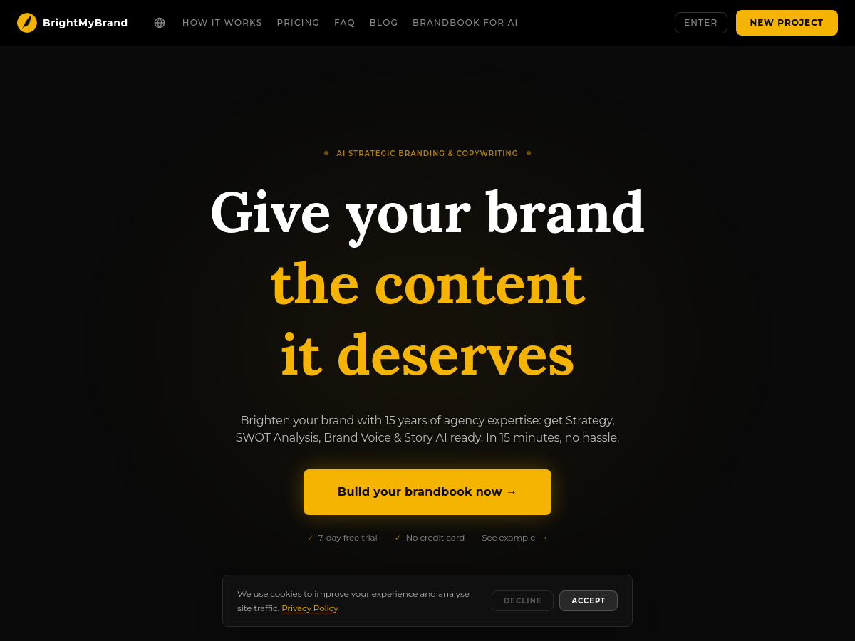 Screenshot of BrightMyBrand
