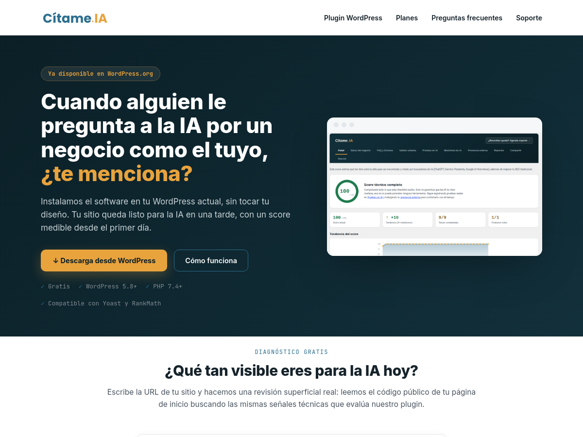 Screenshot of CítameIA