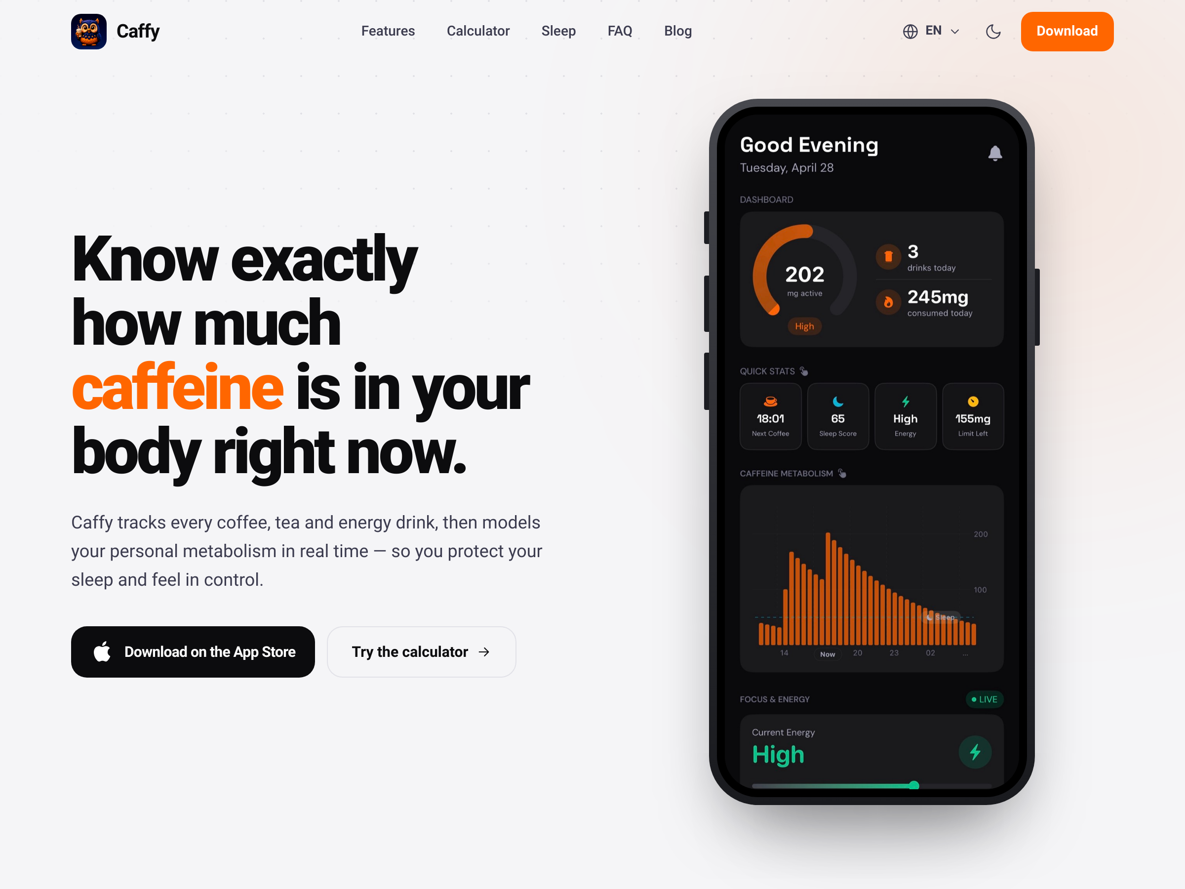 Screenshot of Caffy: Caffeine Sleep Tracker