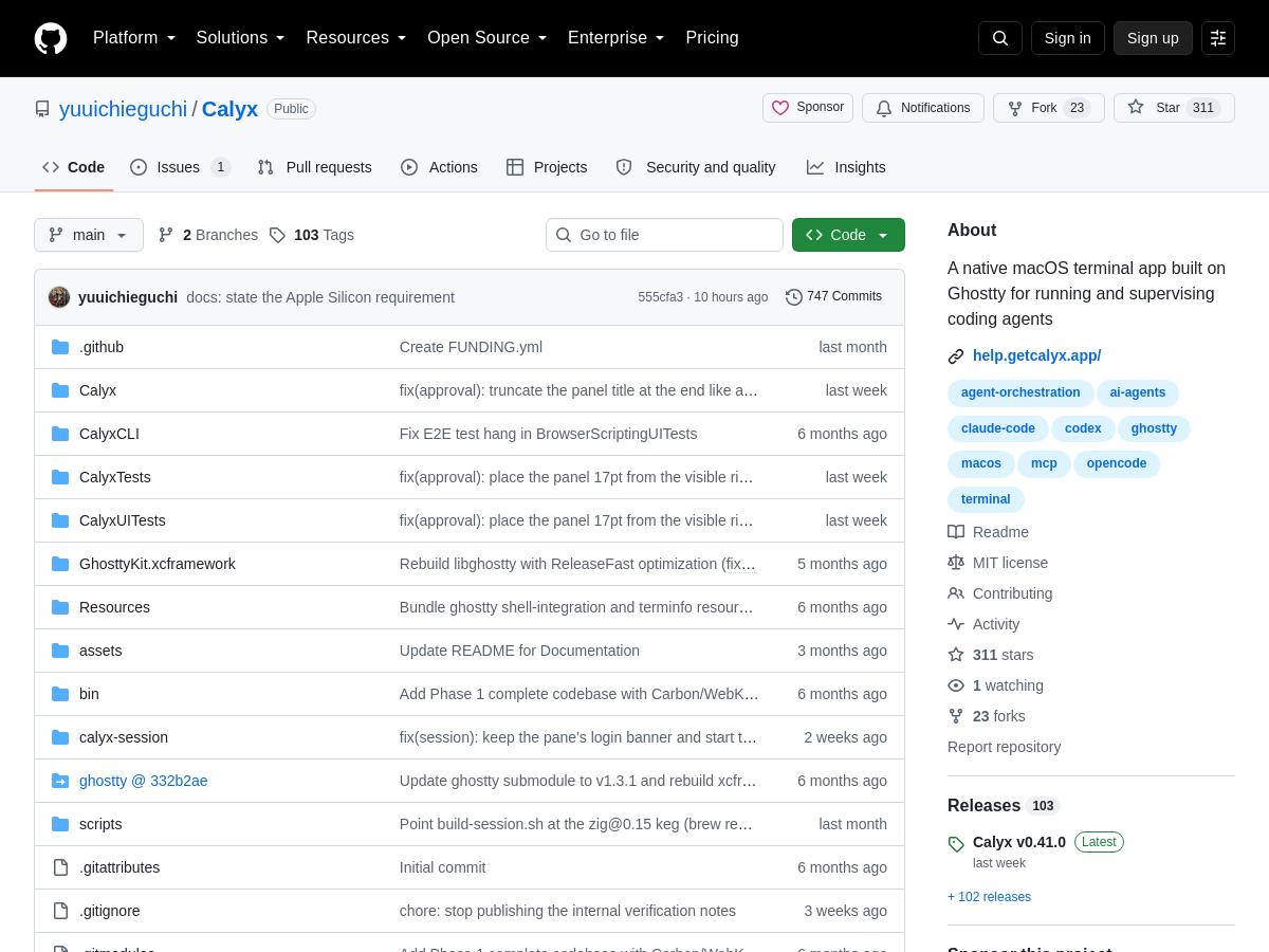Screenshot of Calyx