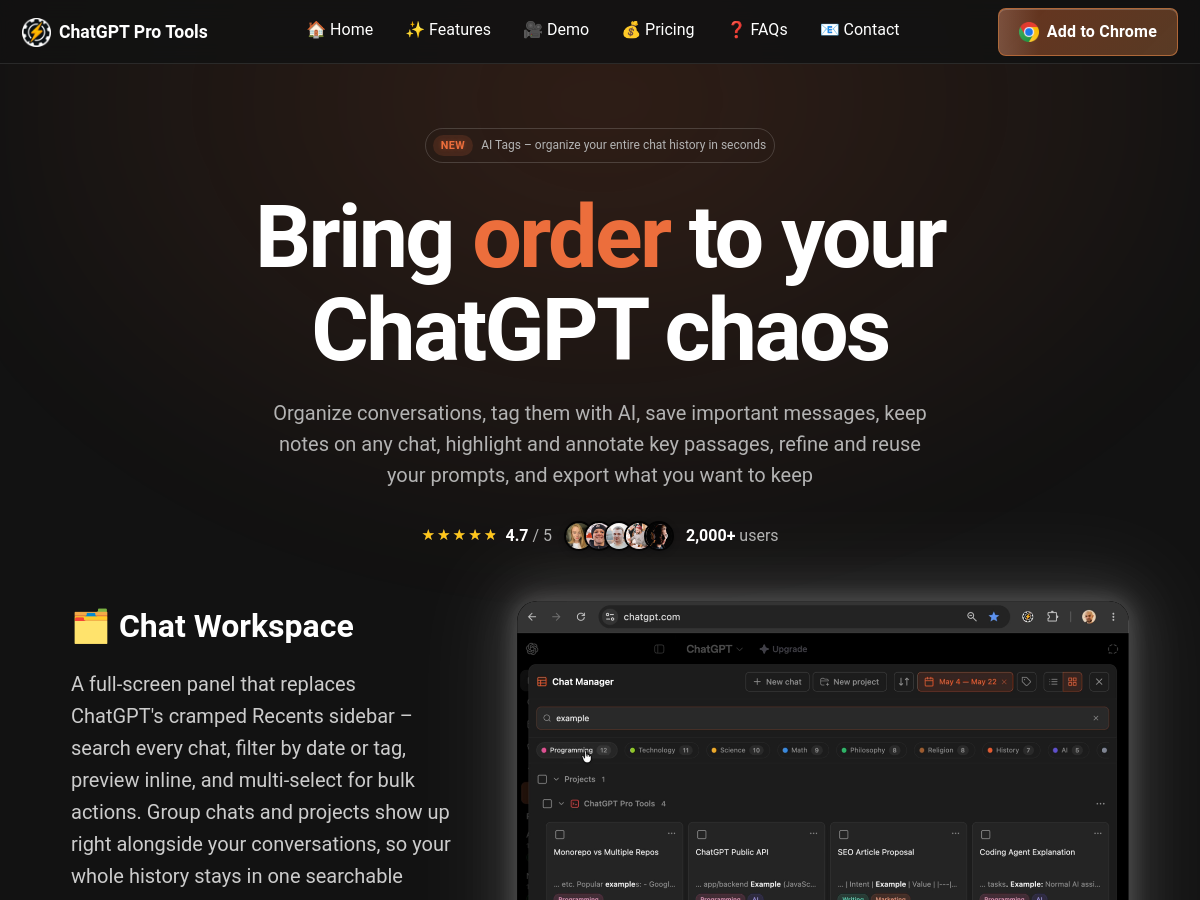Screenshot of ChatGPT Pro Tools