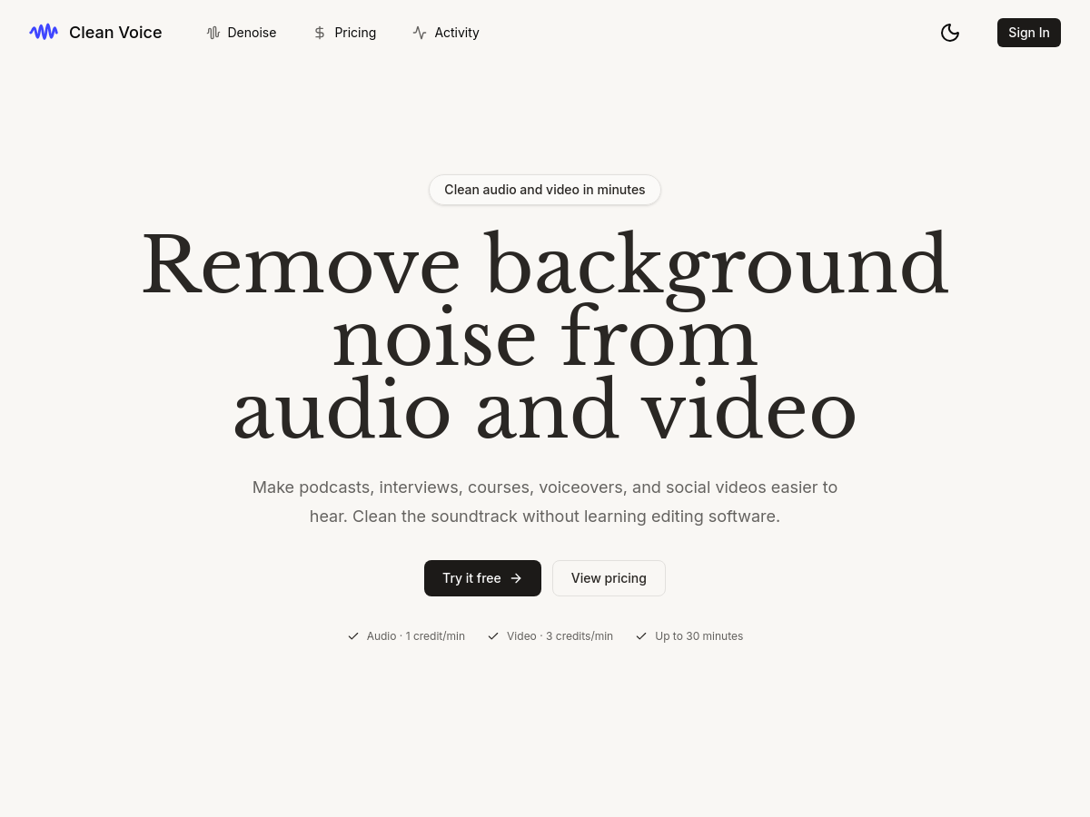 Screenshot of Clean Voice