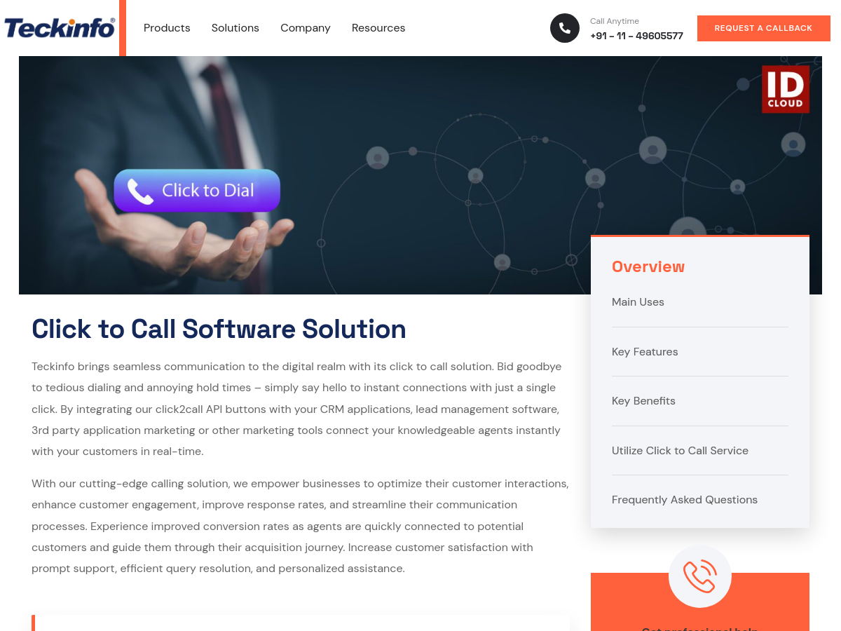 Screenshot of Click to Call