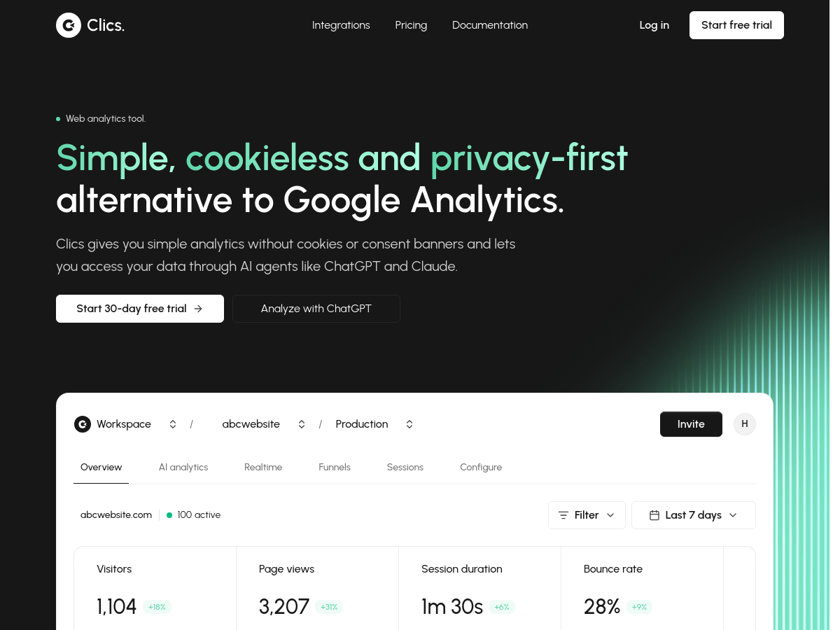 Screenshot of clics