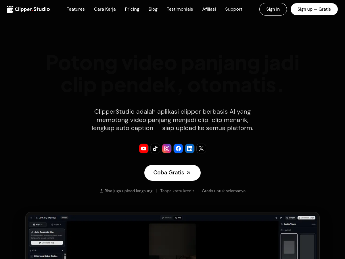 Screenshot of ClipperStudio