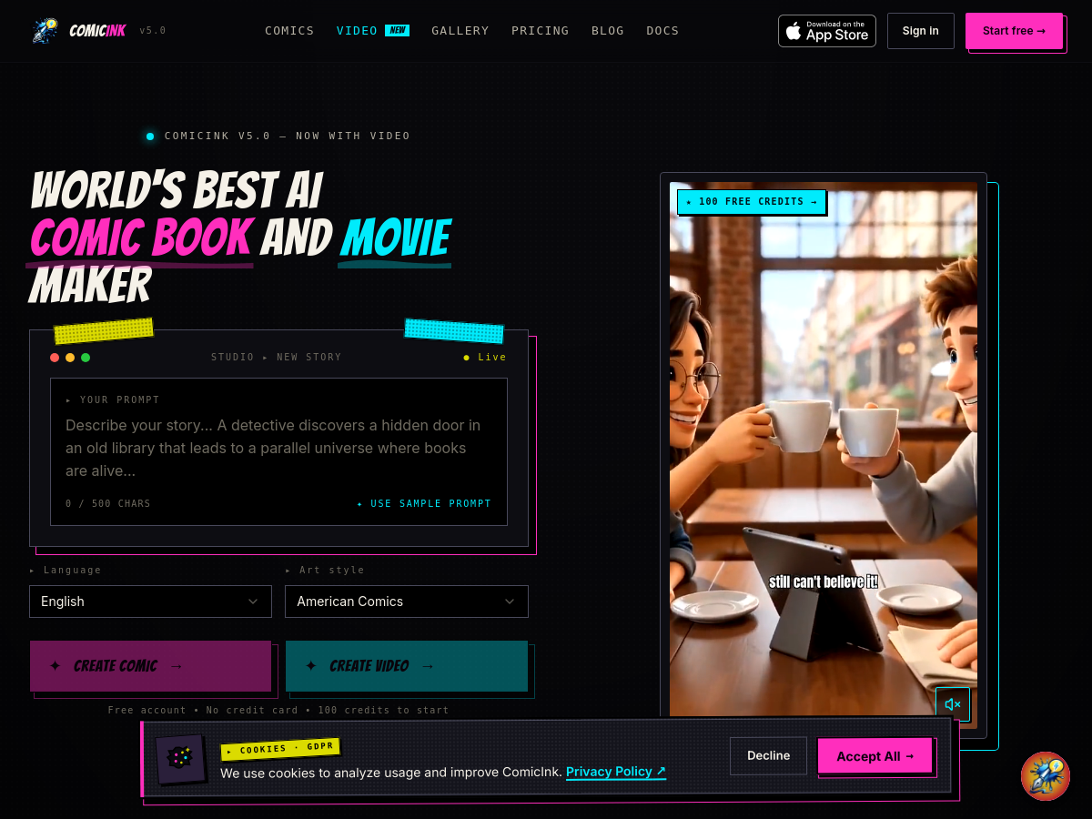 Screenshot of ComicInk