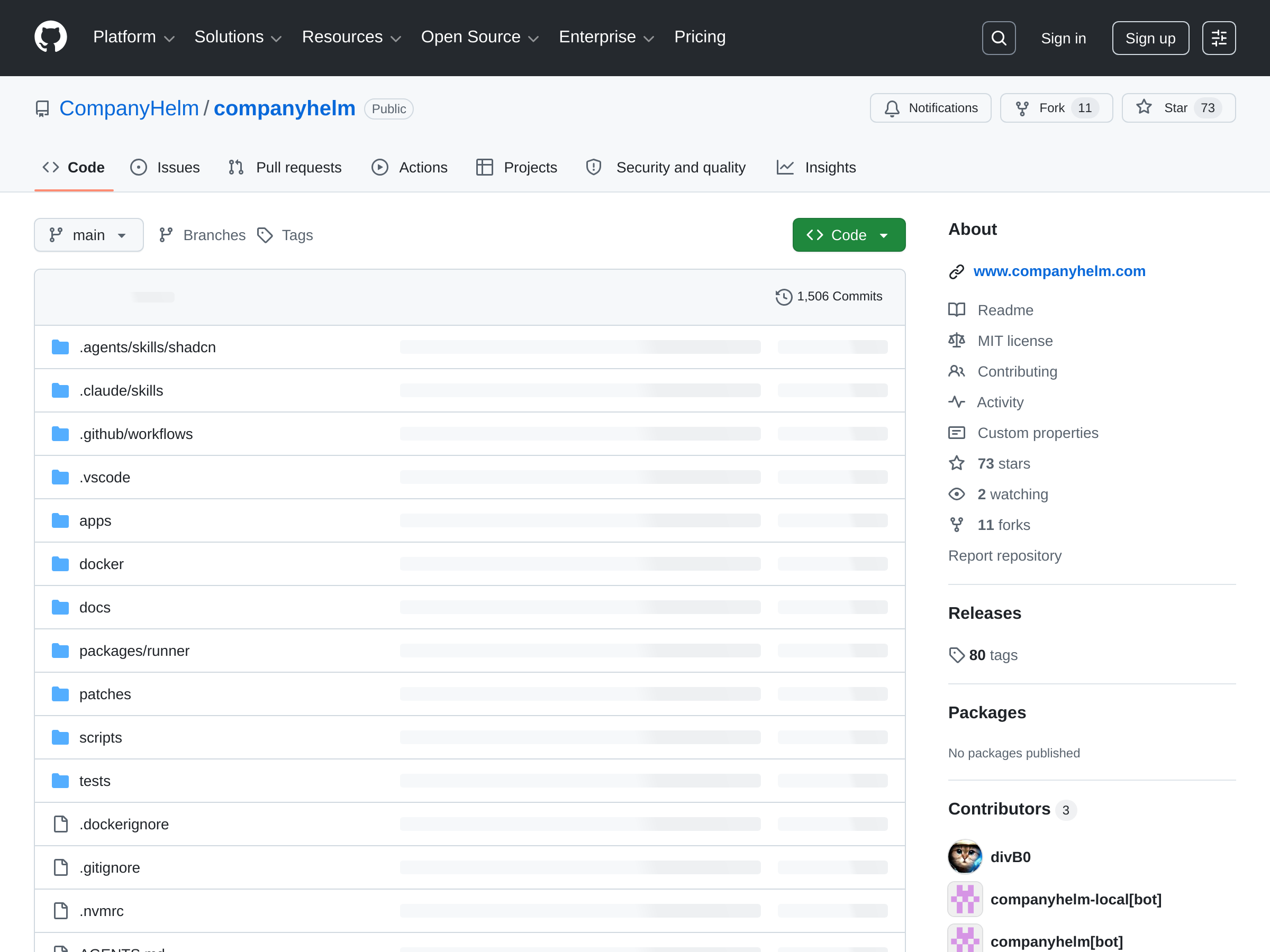 Screenshot of CompanyHelm