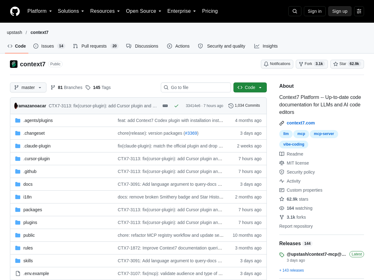 Screenshot of Context7