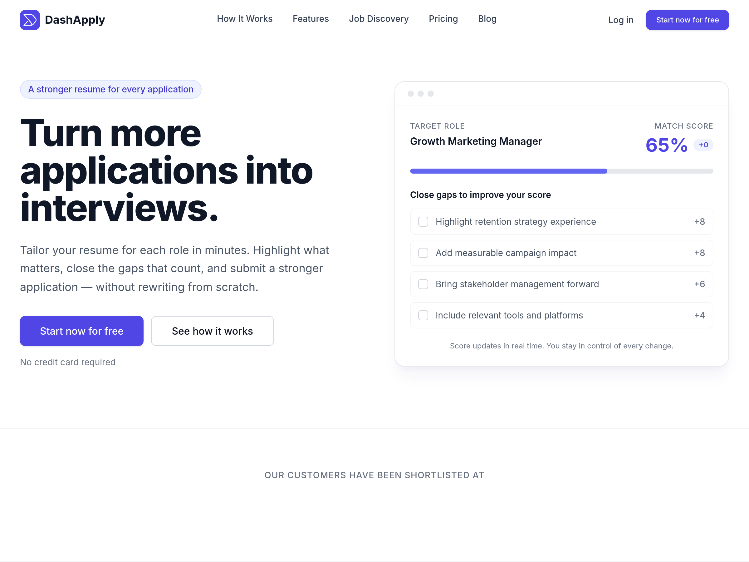 Screenshot of DashApply