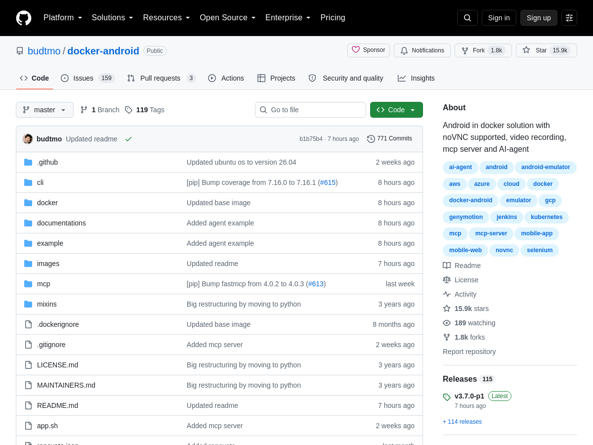 Screenshot of Docker Android