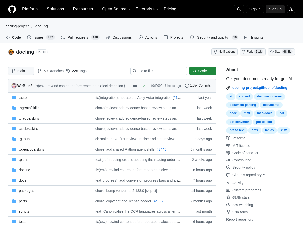 Screenshot of Docling