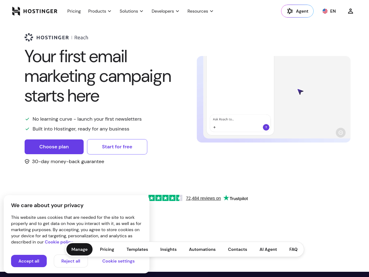 Screenshot of Email Marketing | Hostinger