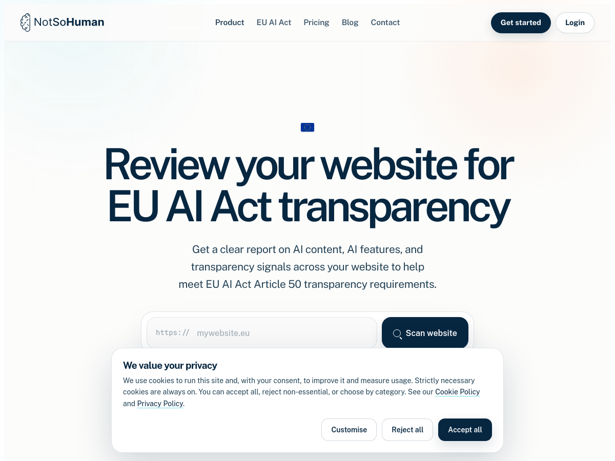 Screenshot of EU AI Act Website Scanner