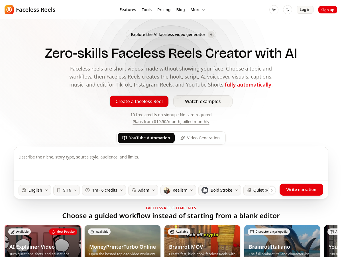 Screenshot of Faceless Reels