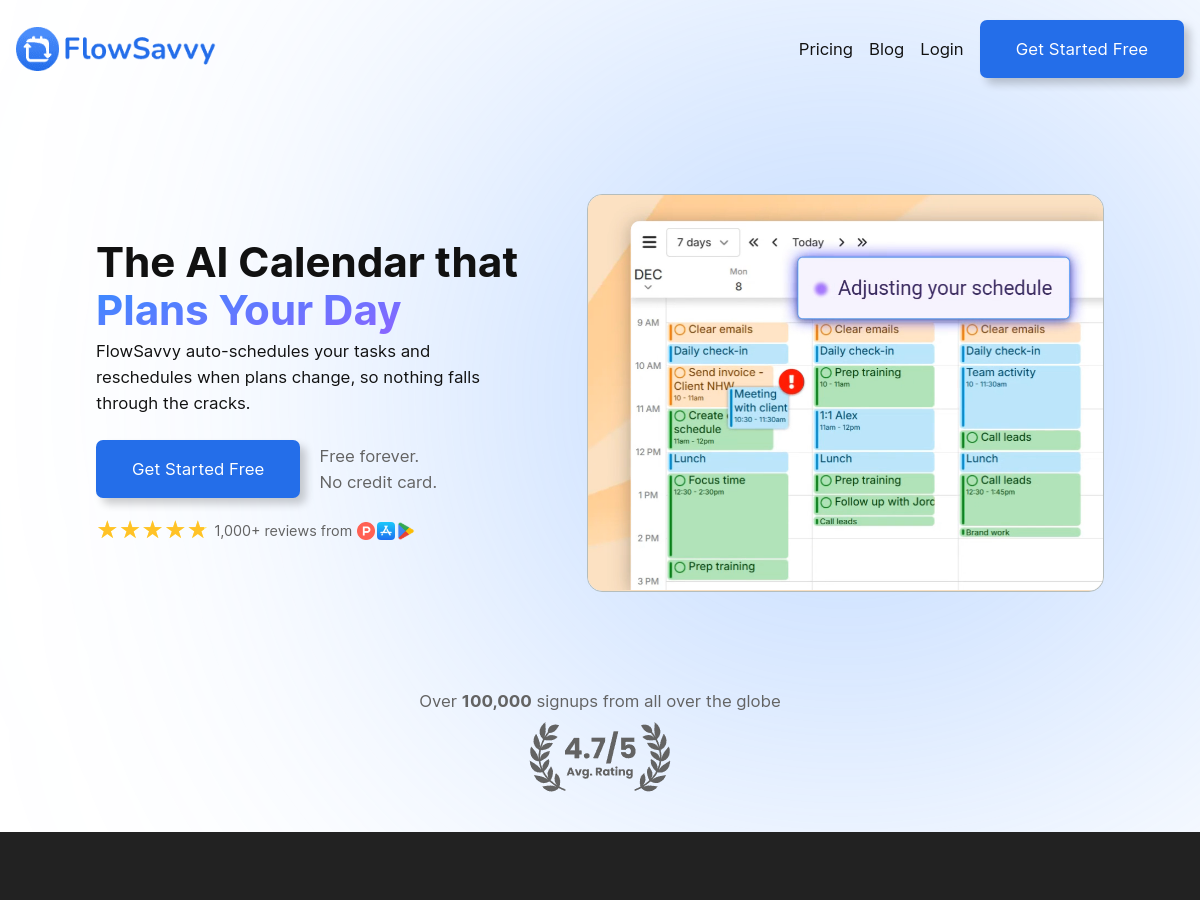 Screenshot of FlowSavvy