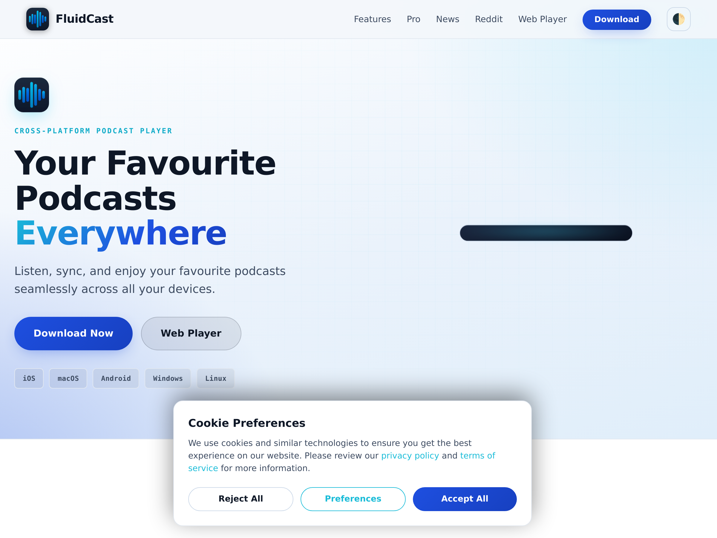 Screenshot of FluidCast