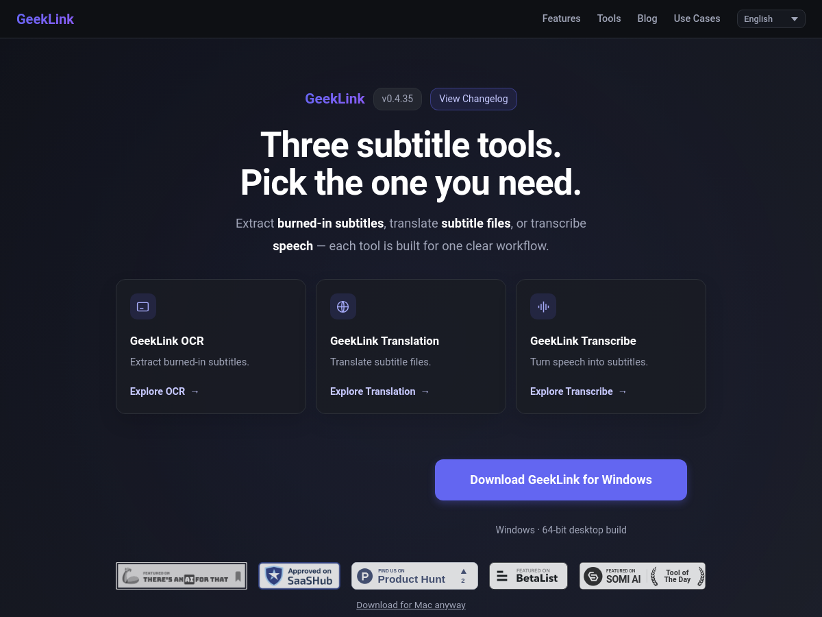 Screenshot of GeekLink