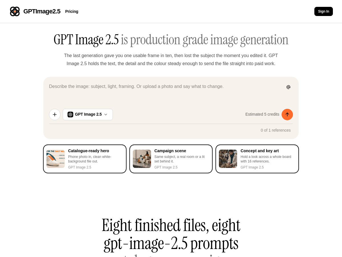 Screenshot of GPT Image 2.5 AI