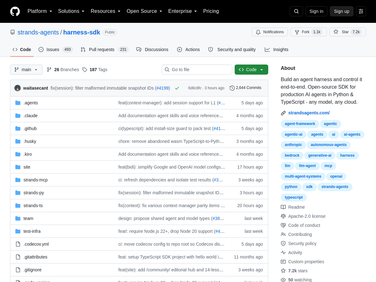 Screenshot of Strands Agents SDK