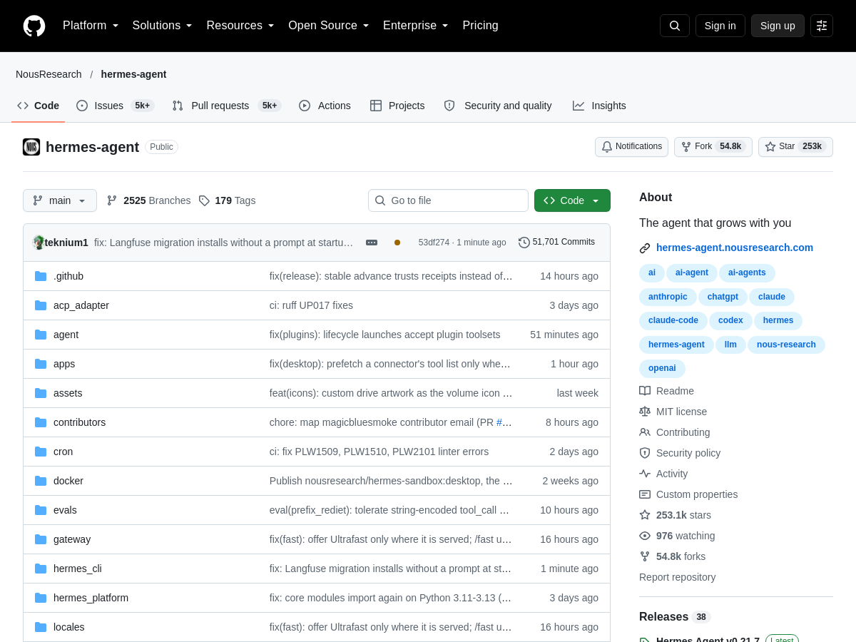 Screenshot of Hermes Agent