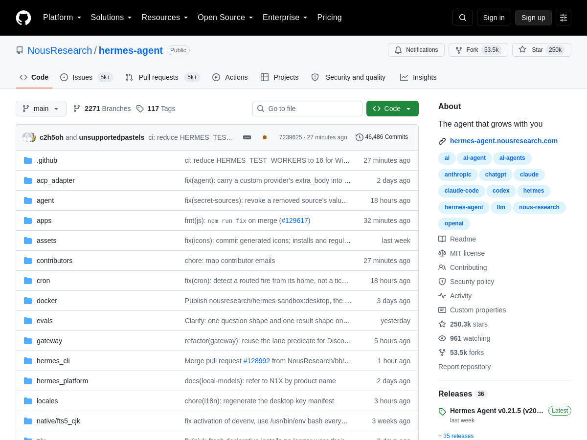 Screenshot of Hermes Agent