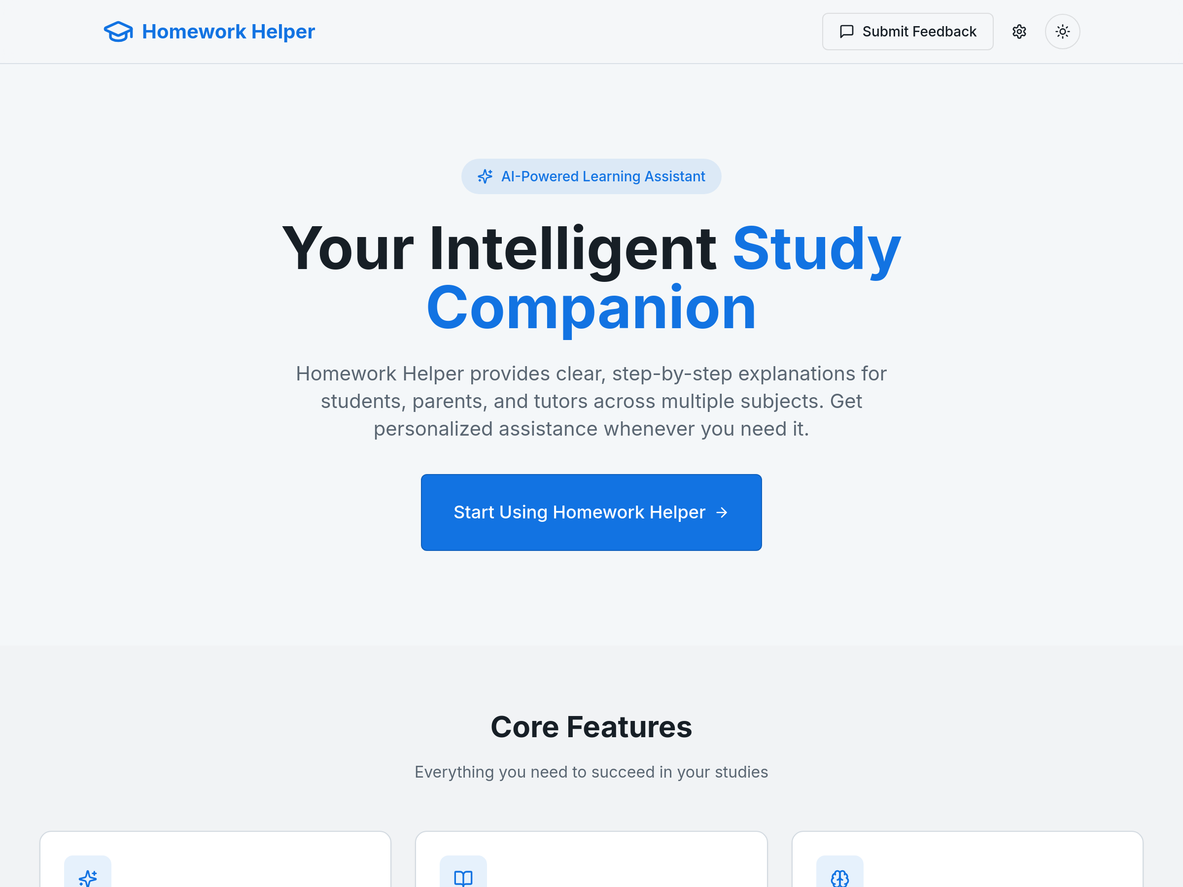 Screenshot of Homework Helper