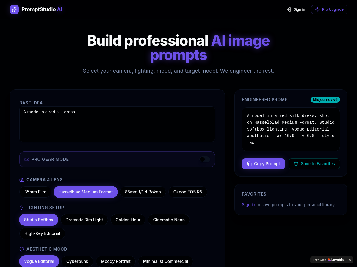Screenshot of Image Idea Architect