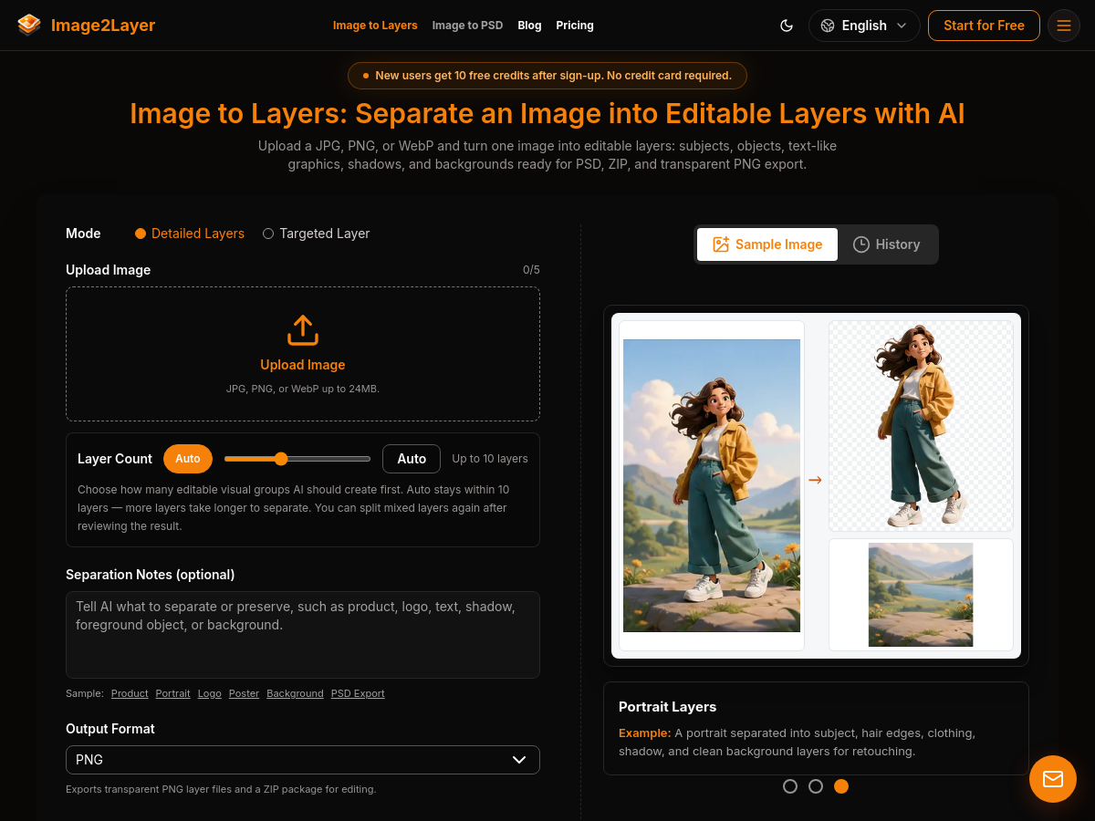 Screenshot of Image2Layer