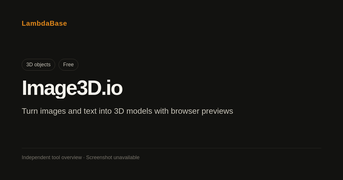 Screenshot of Image3D.io