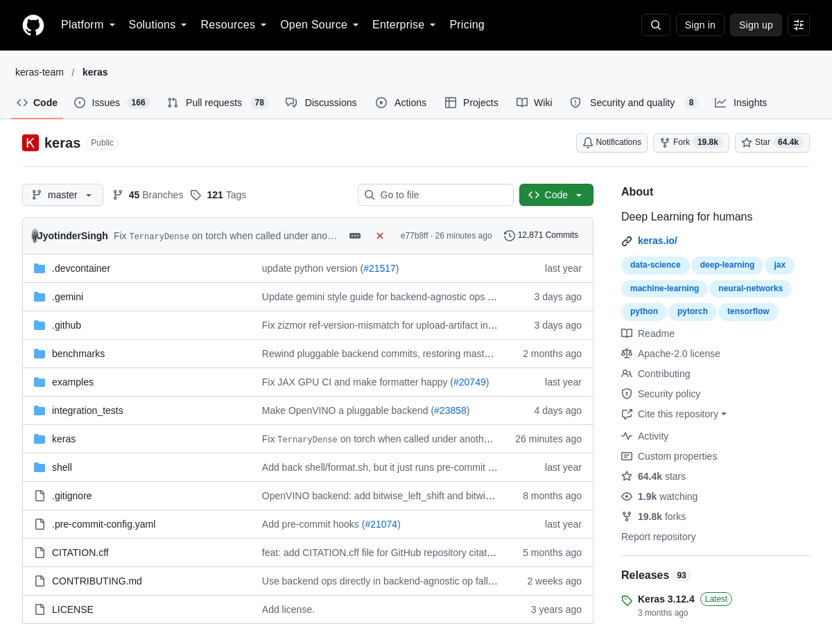 Screenshot of Keras