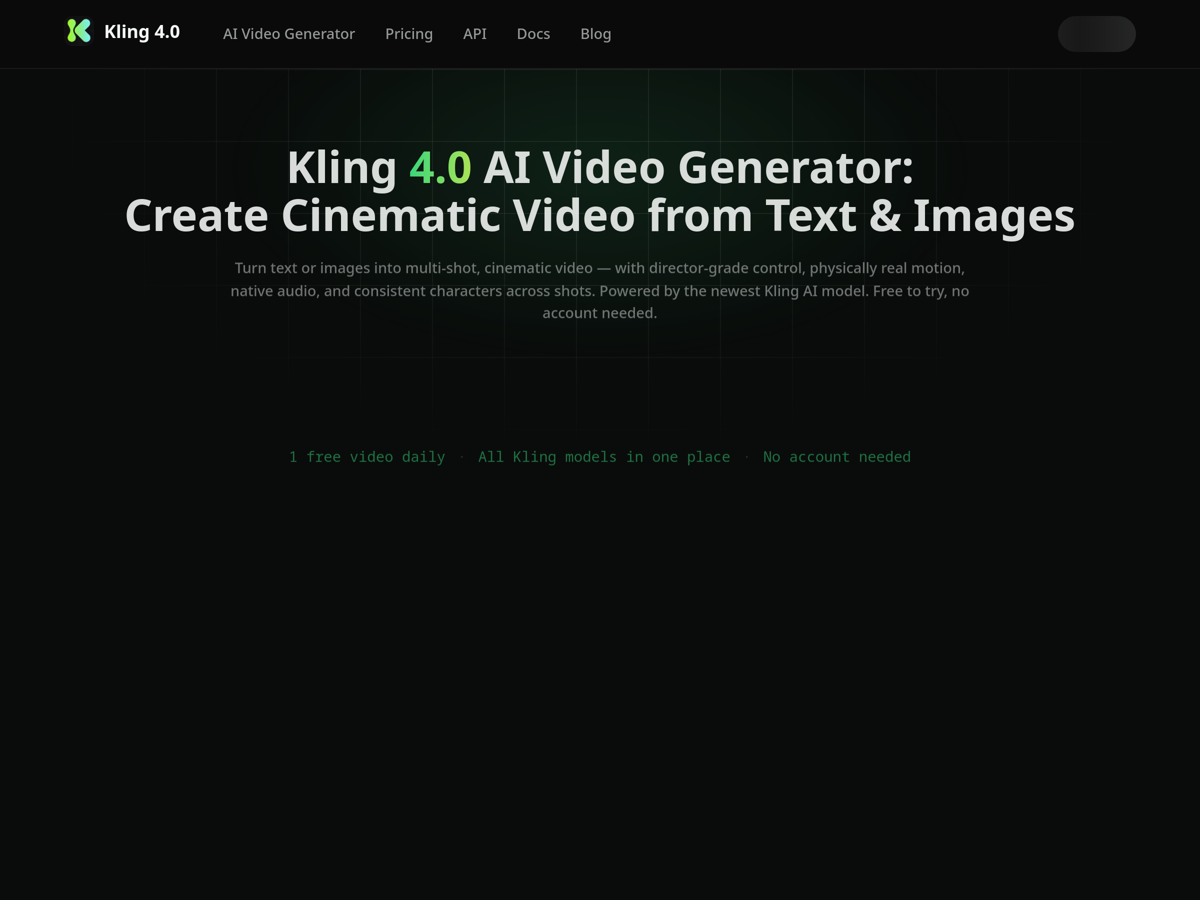 Screenshot of Kling 4.0 AI Video Generator