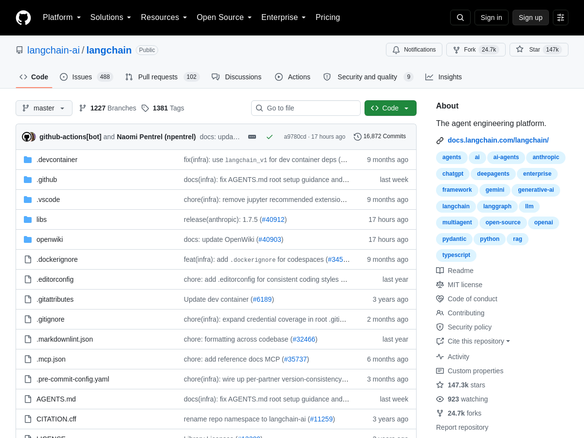 Screenshot of Langchain