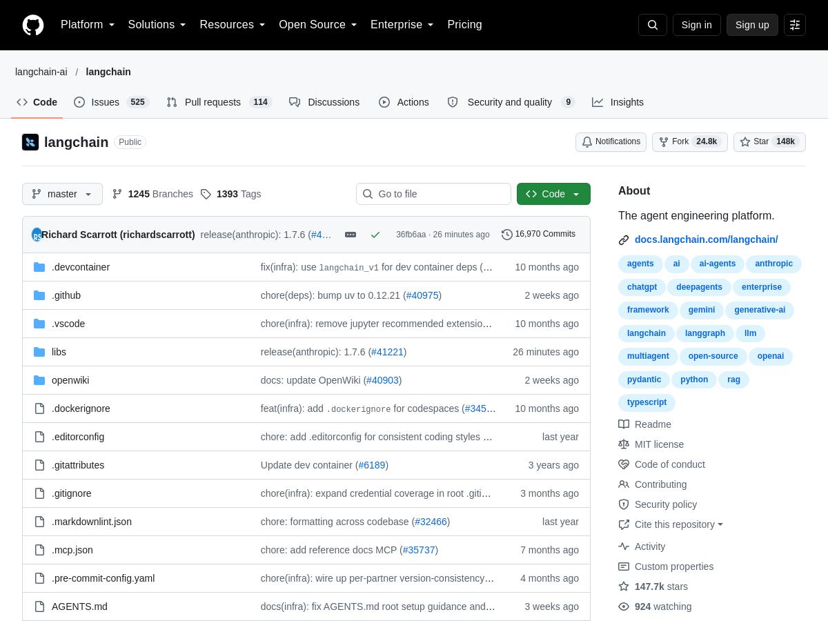 Screenshot of Langchain